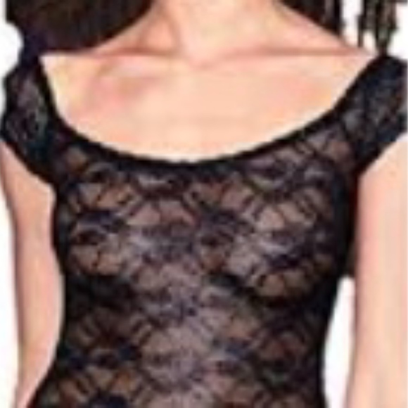 Shiny Black Lace Lingerie Body Suit - Picture 8 of 8